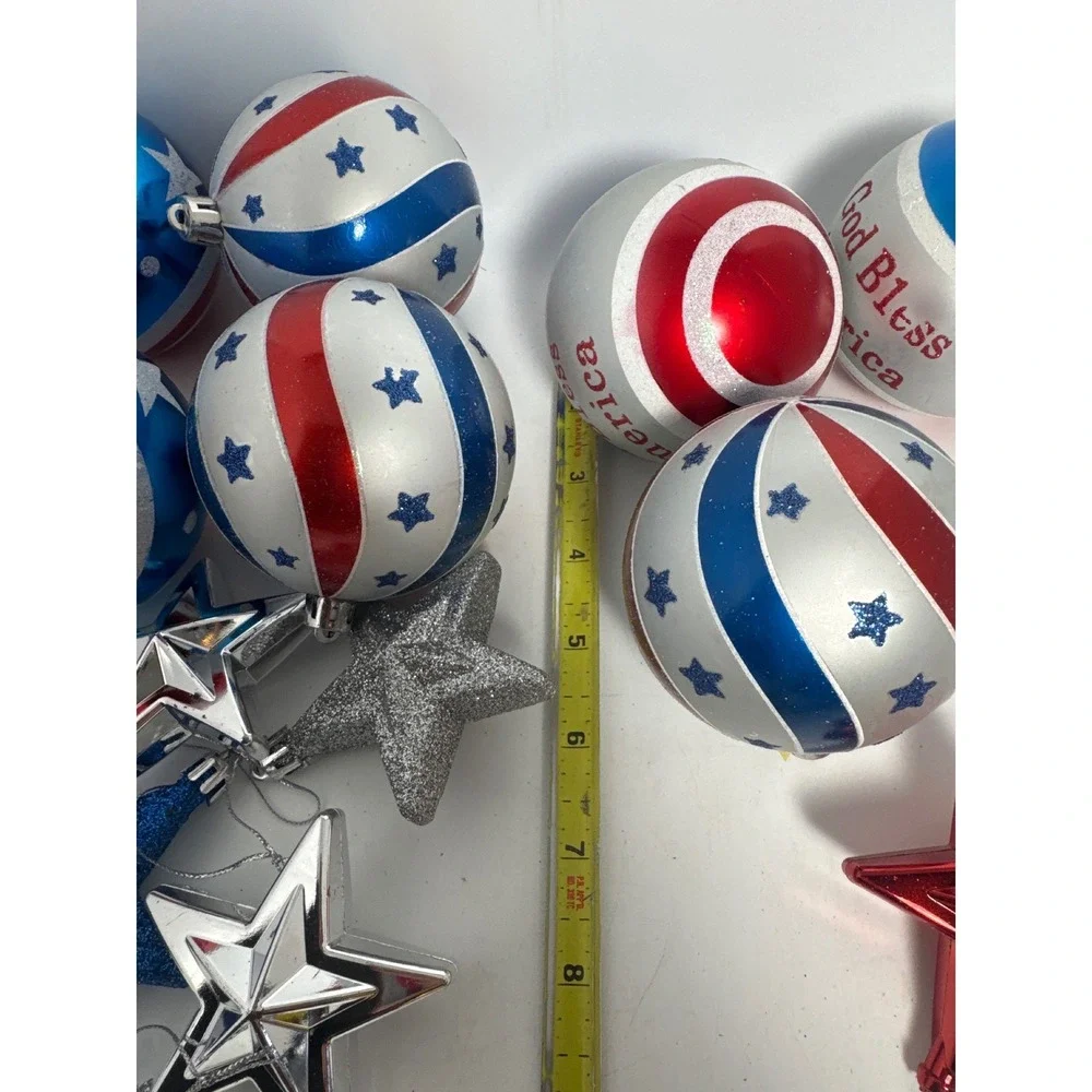 Patriotic Ornaments Unisex OS Red White Blue Excellent Star Spangled Set